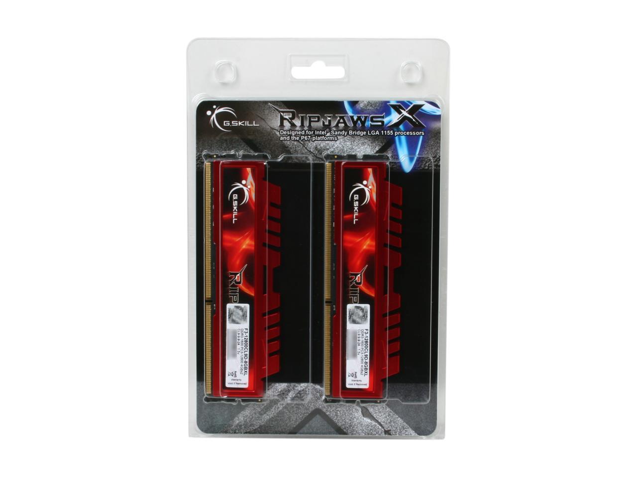 G.SKILL Ripjaws X Series 8GB (2 x 4GB) 240-Pin DDR3 SDRAM DDR3 1600 (PC3 12800) Desktop Memory Model F3-12800CL9D-8GBXL