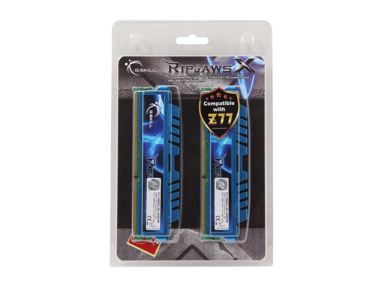 G.SKILL Ripjaws X Series 4GB (2 x 2GB) 240-Pin DDR3 SDRAM DDR3 1333 (PC3 10666) Desktop Memory Model F3-10666CL8D-4GBXM