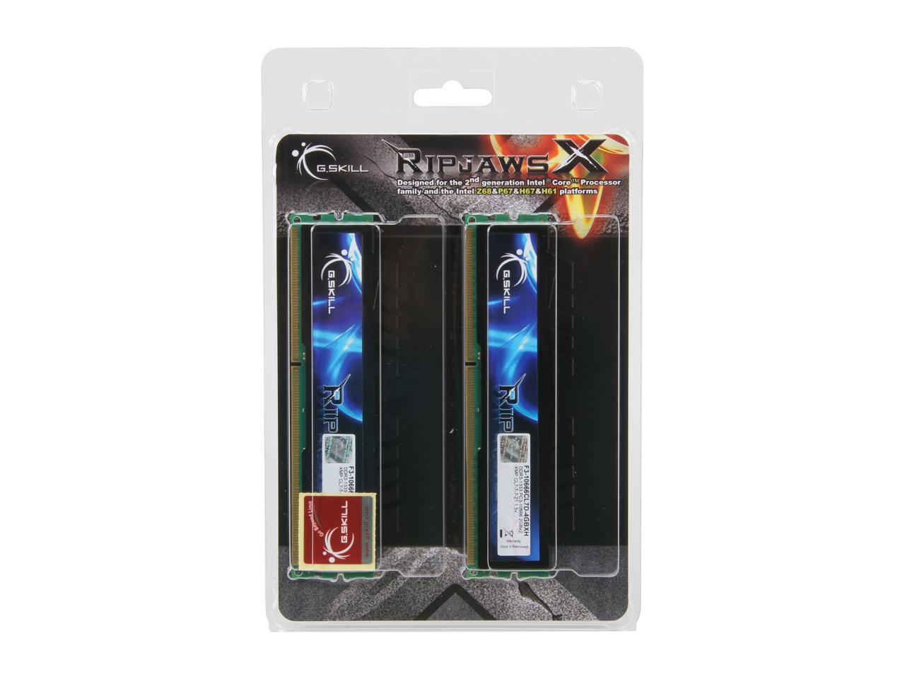 G.SKILL Ripjaws X Series 4GB (2 x 2GB) 240-Pin DDR3 SDRAM DDR3 1333 (PC3 10666) Desktop Memory Model F3-10666CL7D-4GBXH