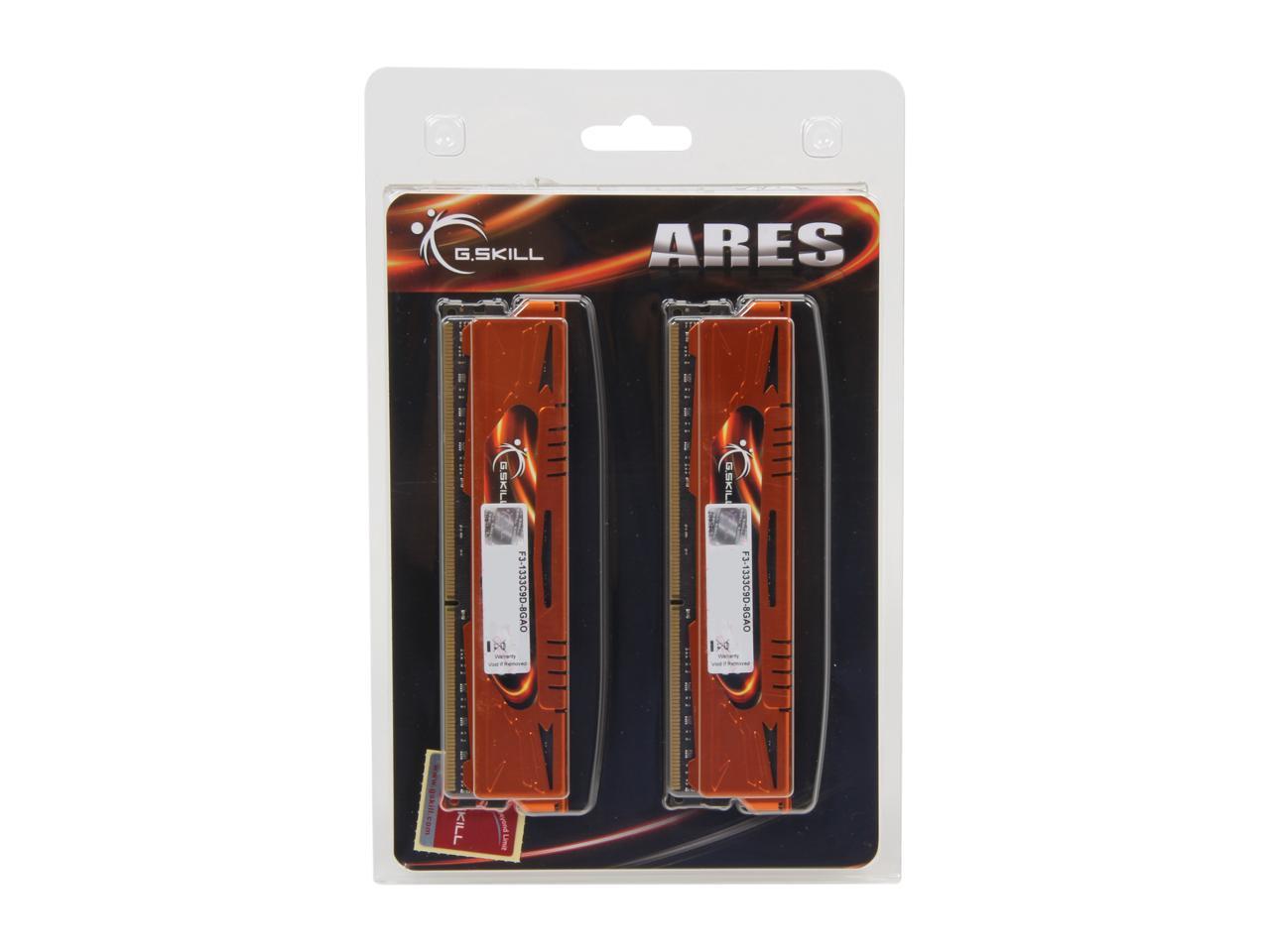 G.SKILL Ares Series 8GB (2 x 4GB) 240-Pin DDR3 SDRAM DDR3 1333 (PC3 10666) Desktop Memory Model F3-1333C9D-8GAO