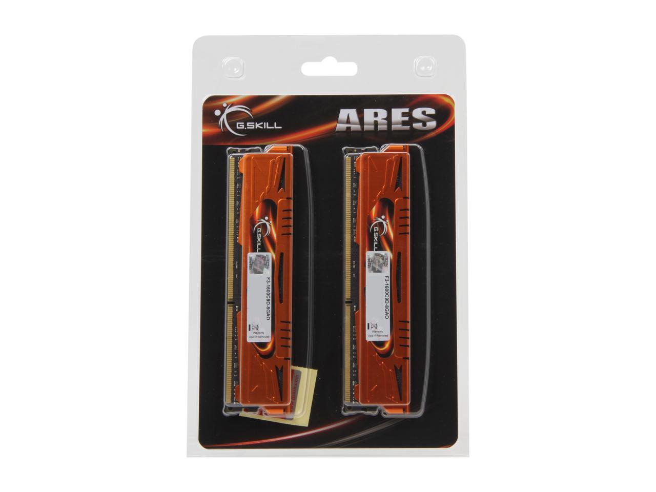 G.SKILL Ares Series 8GB (2 x 4GB) 240-Pin DDR3 SDRAM DDR3 1600 (PC3 12800) Desktop Memory Model F3-1600C9D-8GAO