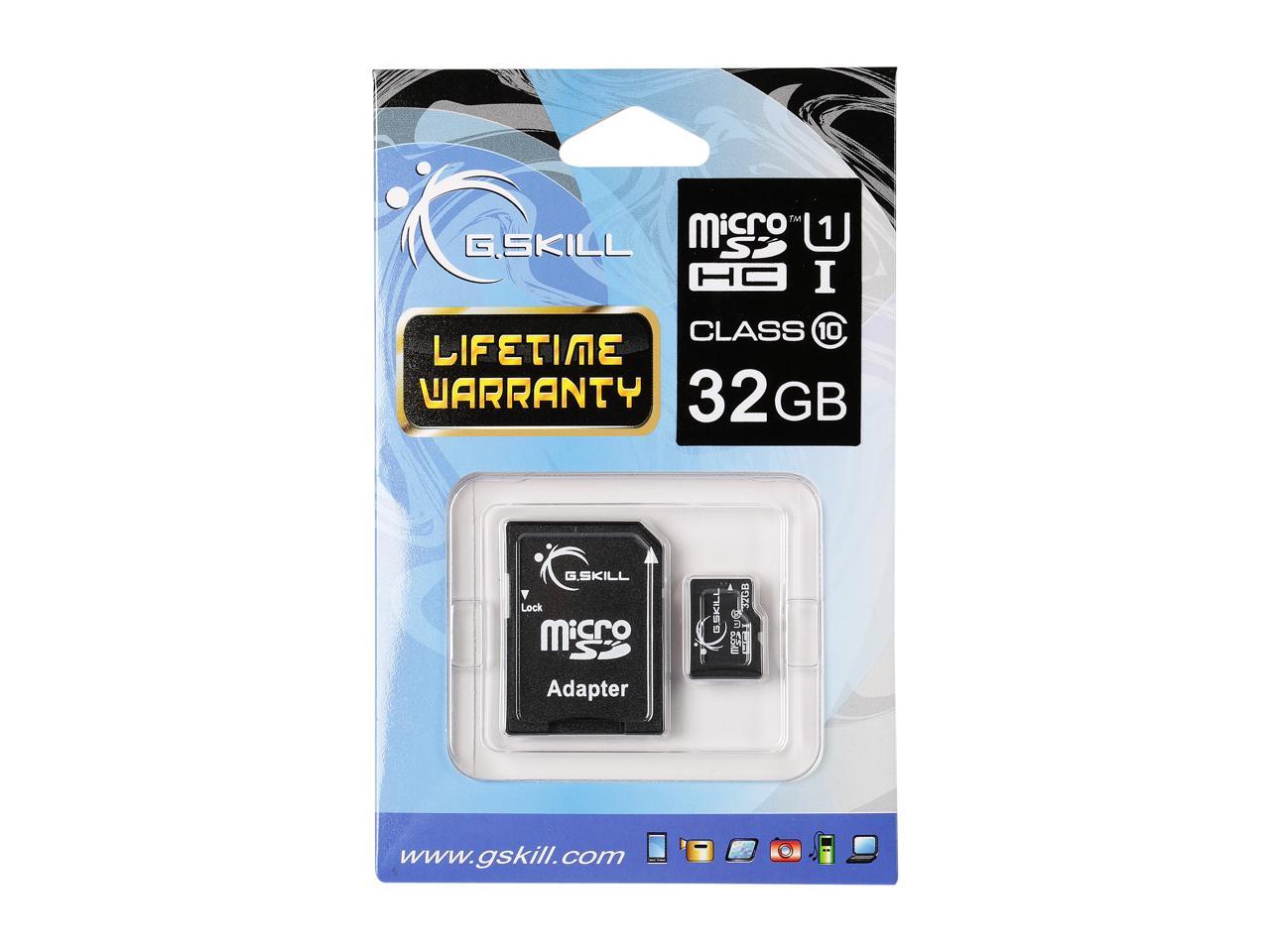 G.Skill 32GB microSDHC UHS-I/U1 Class 10 Memory Card with Adapter (FF-TSDG32GA-C10)