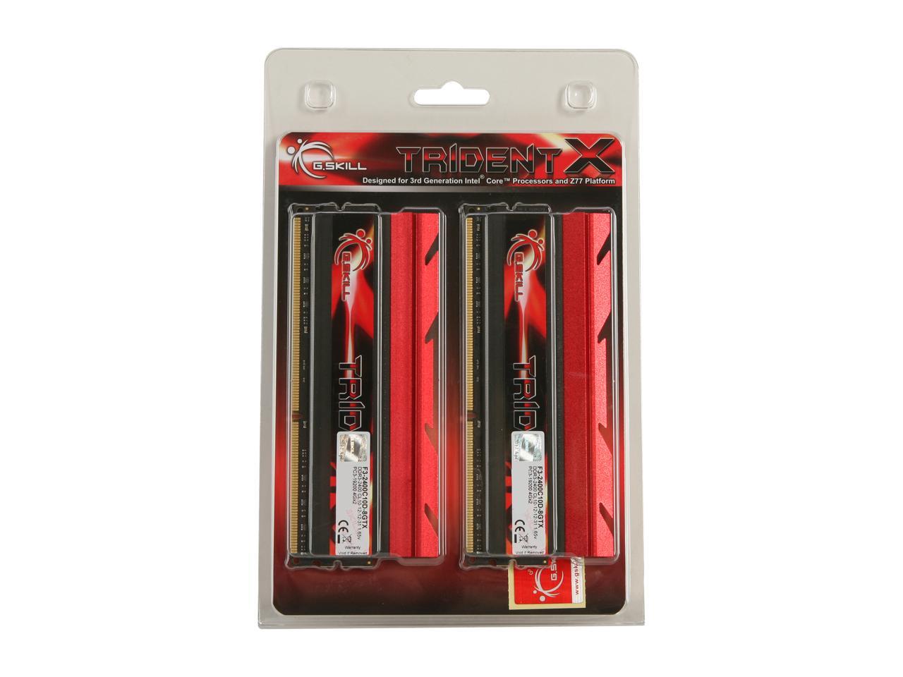 G.SKILL TridentX Series 8GB (2 x 4GB) 240-Pin DDR3 SDRAM DDR3 2400 (PC3 19200) Desktop Memory Model F3-2400C10D-8GTX