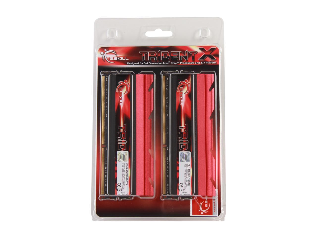 G.SKILL TridentX Series 16GB (2 x 8GB) 240-Pin DDR3 SDRAM DDR3 1866 (PC3 14900) Desktop Memory Model F3-1866C8D-16GTX