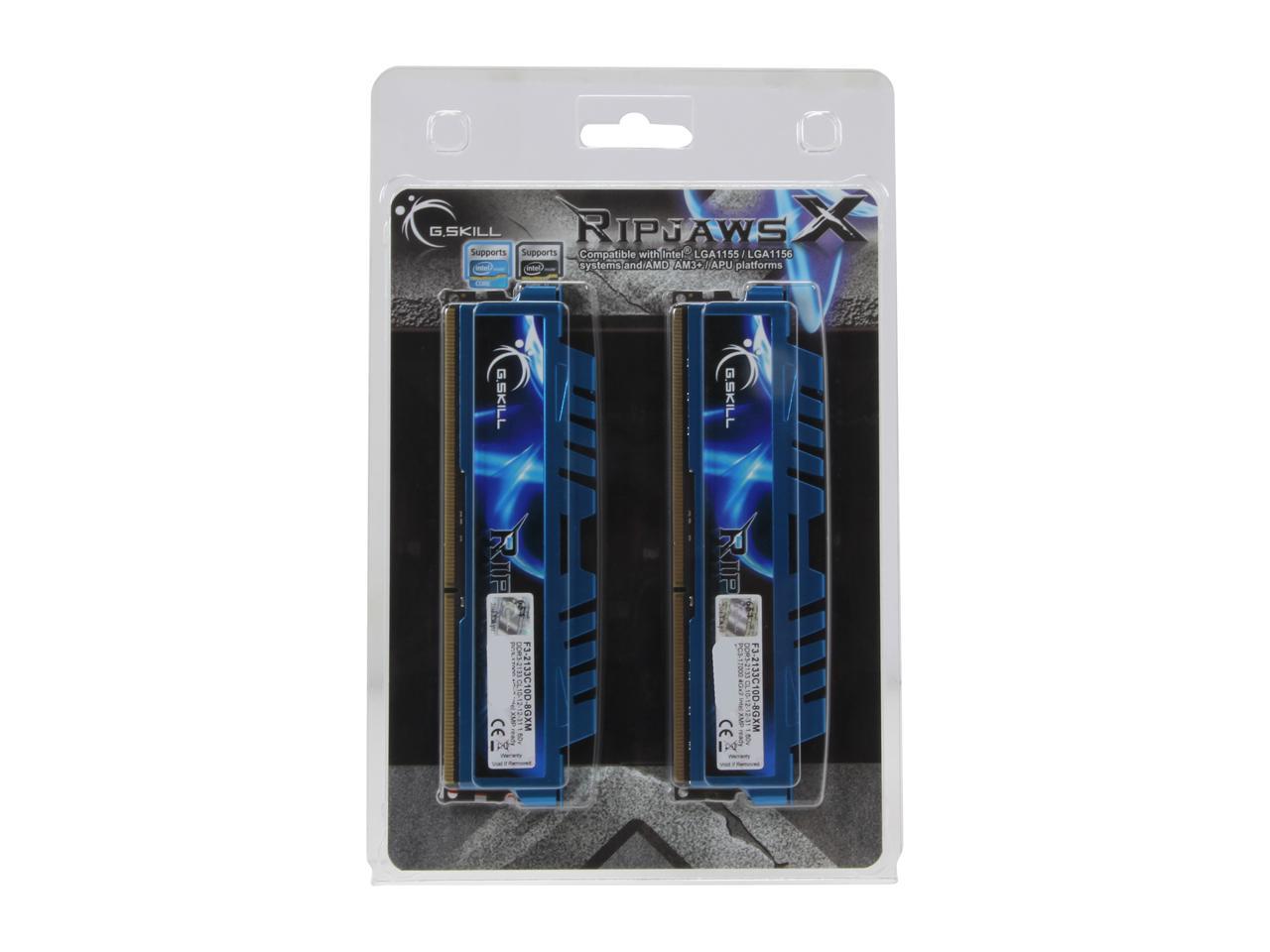 G.SKILL Ripjaws X Series 8GB (2 x 4GB) 240-Pin DDR3 SDRAM DDR3 2133 (PC3 17000) Desktop Memory Model F3-2133C10D-8GXM