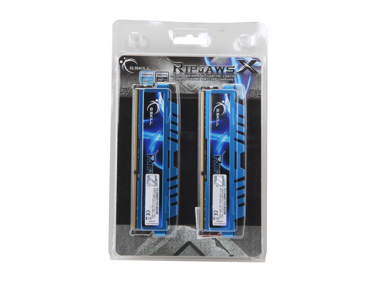 G.SKILL Ripjaws X Series 8GB (2 x 4GB) 240-Pin DDR3 SDRAM DDR3 2400 (PC3 19200) Desktop Memory Model F3-2400C11D-8GXM