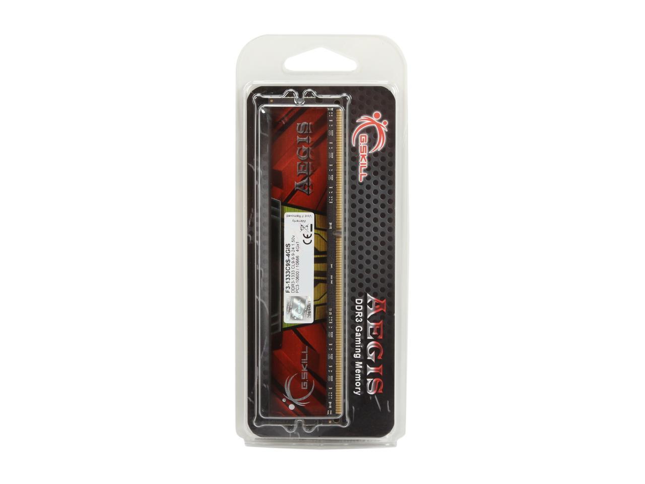 G.SKILL AEGIS 4GB 240-Pin DDR3 SDRAM DDR3 1333 (PC3 10600) Desktop Memory Model F3-1333C9S-4GIS