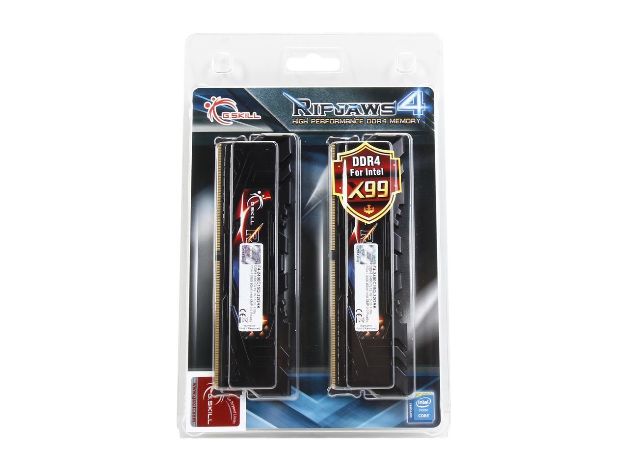 G.SKILL Ripjaws 4 Series 32GB (4 x 8GB) 288-Pin DDR4 SDRAM DDR4 2400 (PC4 19200) Desktop Memory Model F4-2400C15Q-32GRK