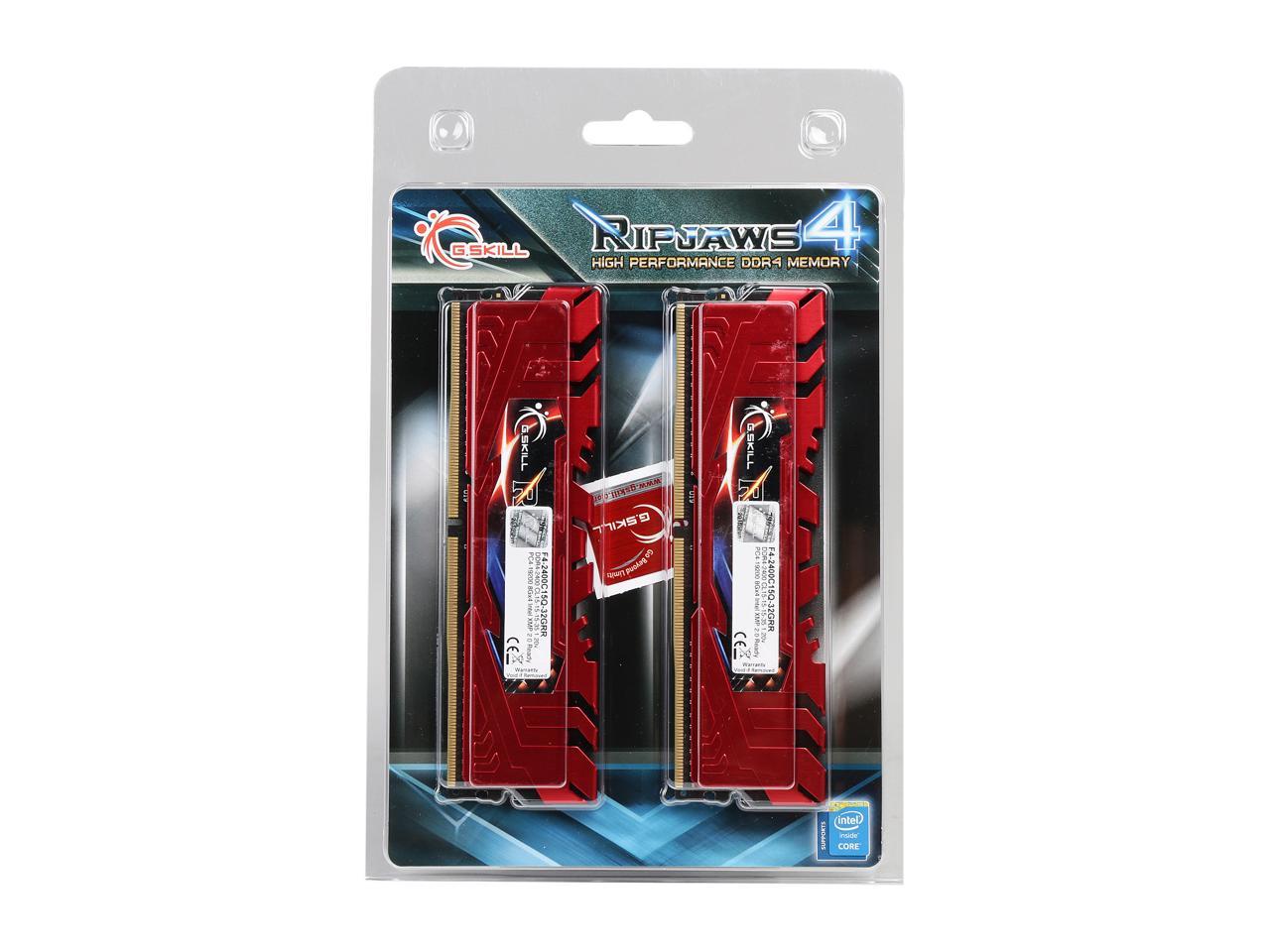 G.SKILL Ripjaws 4 Series 32GB (4 x 8GB) 288-Pin DDR4 SDRAM DDR4 2400 (PC4 19200) Desktop Memory Model F4-2400C15Q-32GRR
