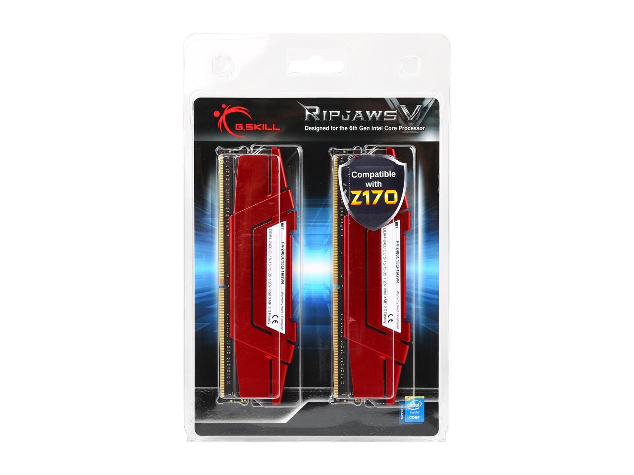 G.SKILL Ripjaws V Series 16GB (4 x 4GB) 288-Pin DDR4 SDRAM DDR4 2400 (PC4 19200) Desktop Memory Model F4-2400C15Q-16GVR
