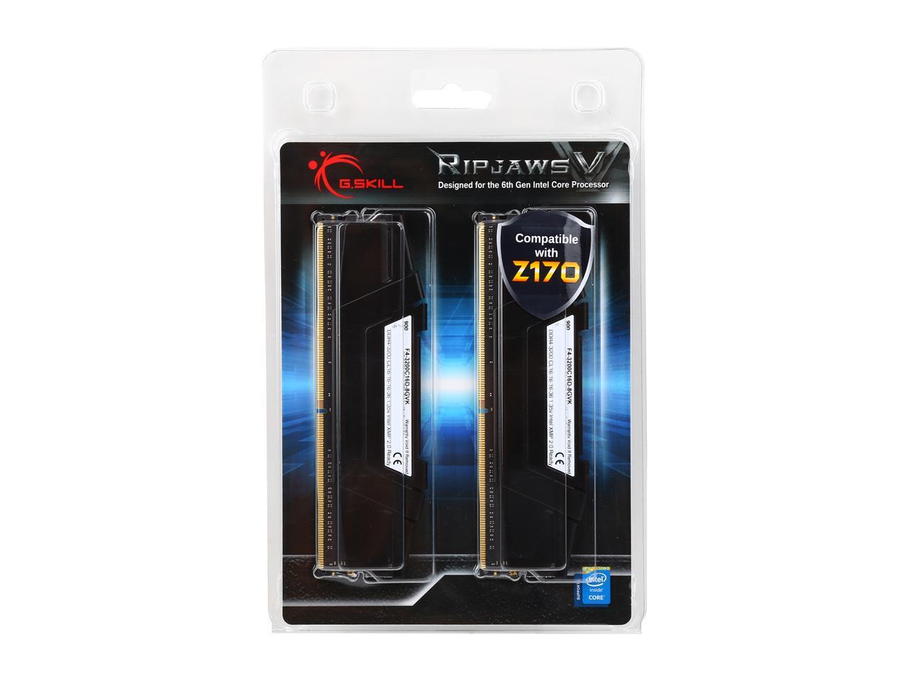 G.SKILL Ripjaws V Series 8GB (2 x 4GB) 288-Pin DDR4 SDRAM DDR4 3200 (PC4 25600) Desktop Memory Model F4-3200C16D-8GVK