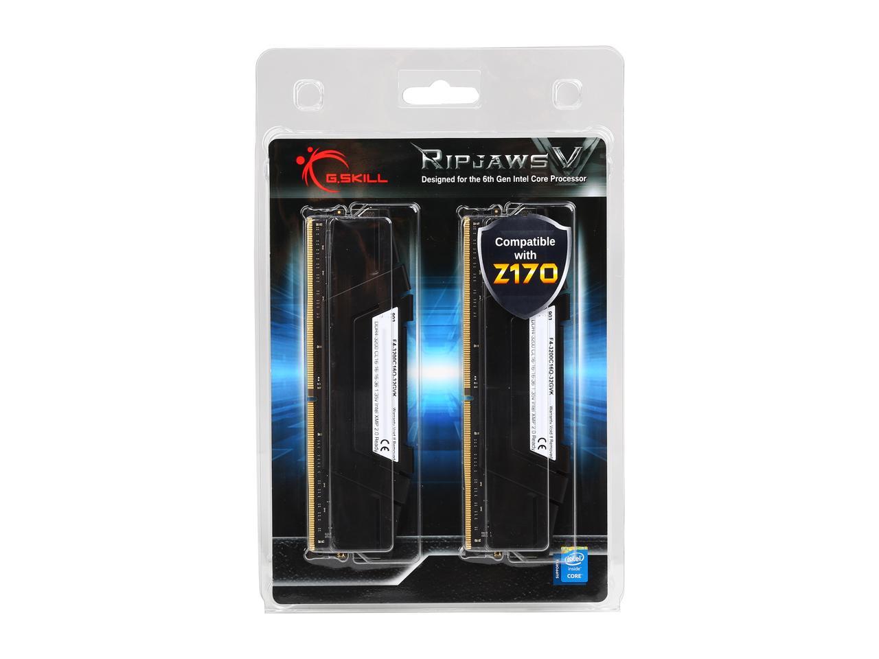 G.SKILL Ripjaws V Series 32GB (4 x 8GB) 288-Pin DDR4 SDRAM DDR4 3200 (PC4 25600) Desktop Memory Model F4-3200C16Q-32GVK