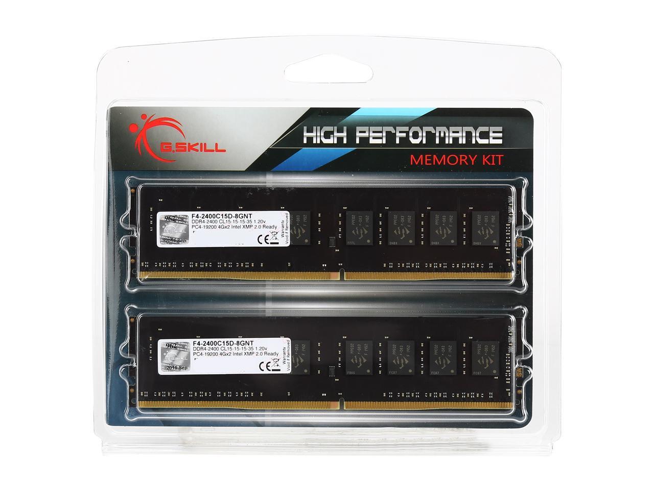 G.SKILL Value Series 8GB (2 x 4GB) 288-Pin DDR4 SDRAM DDR4 2400 (PC4 19200) Intel Z170 Platform / Intel X99 Platform Desktop Memory Model F4-2400C15D-8GNT