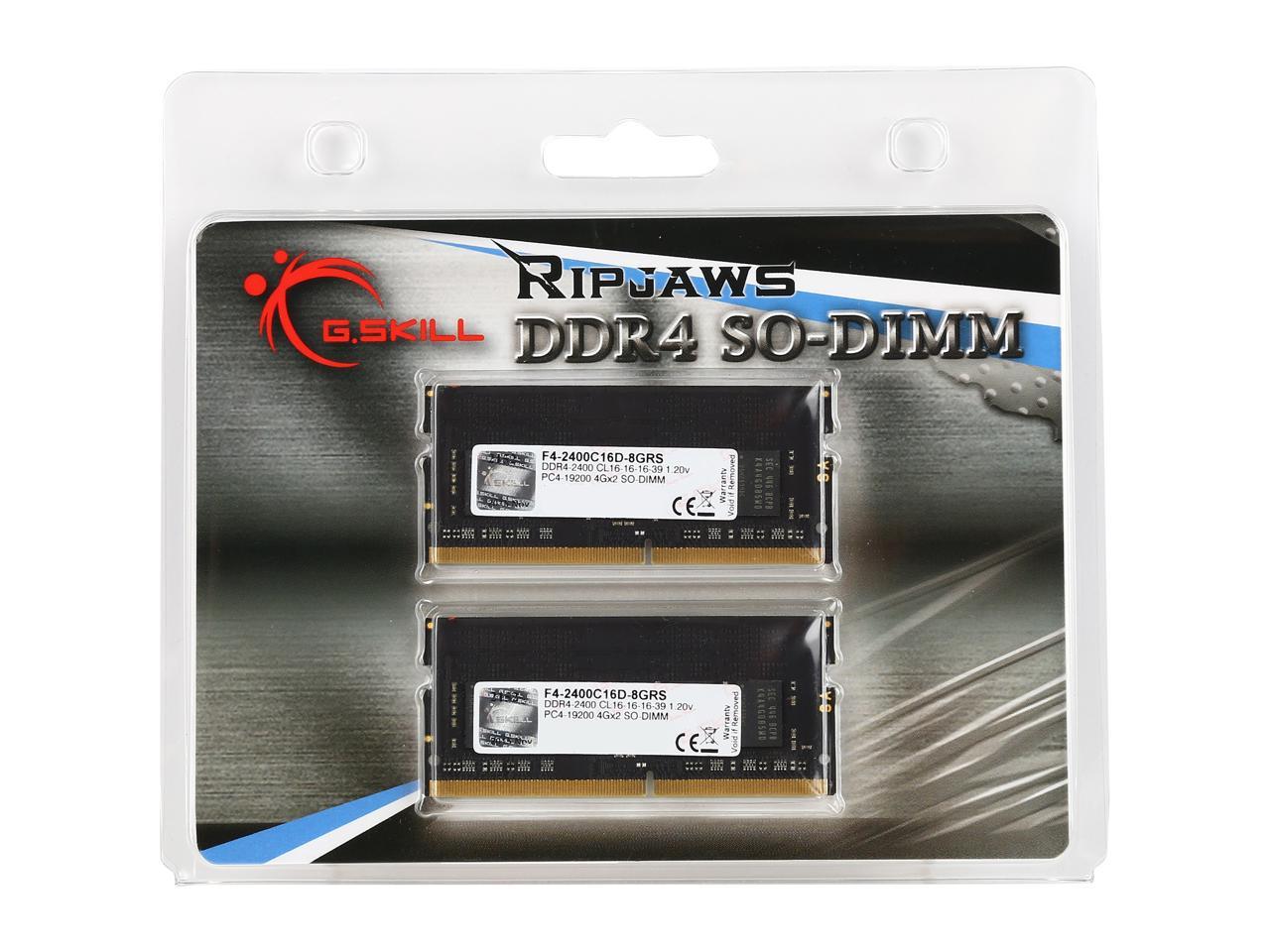 G.SKILL Ripjaws Series 8GB (2 x 4GB) 260-Pin DDR4 SO-DIMM DDR4 2400 (PC4 19200) Laptop Memory Model F4-2400C16D-8GRS