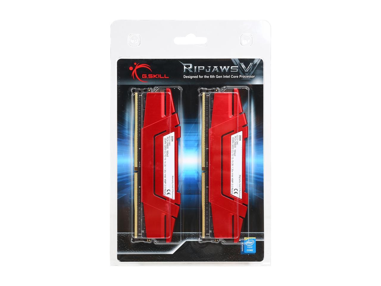 G.SKILL Ripjaws V Series 32GB (2 x 16GB) 288-Pin DDR4 SDRAM DDR4 3200 (PC4 25600) Desktop Memory Model F4-3200C15D-32GVR