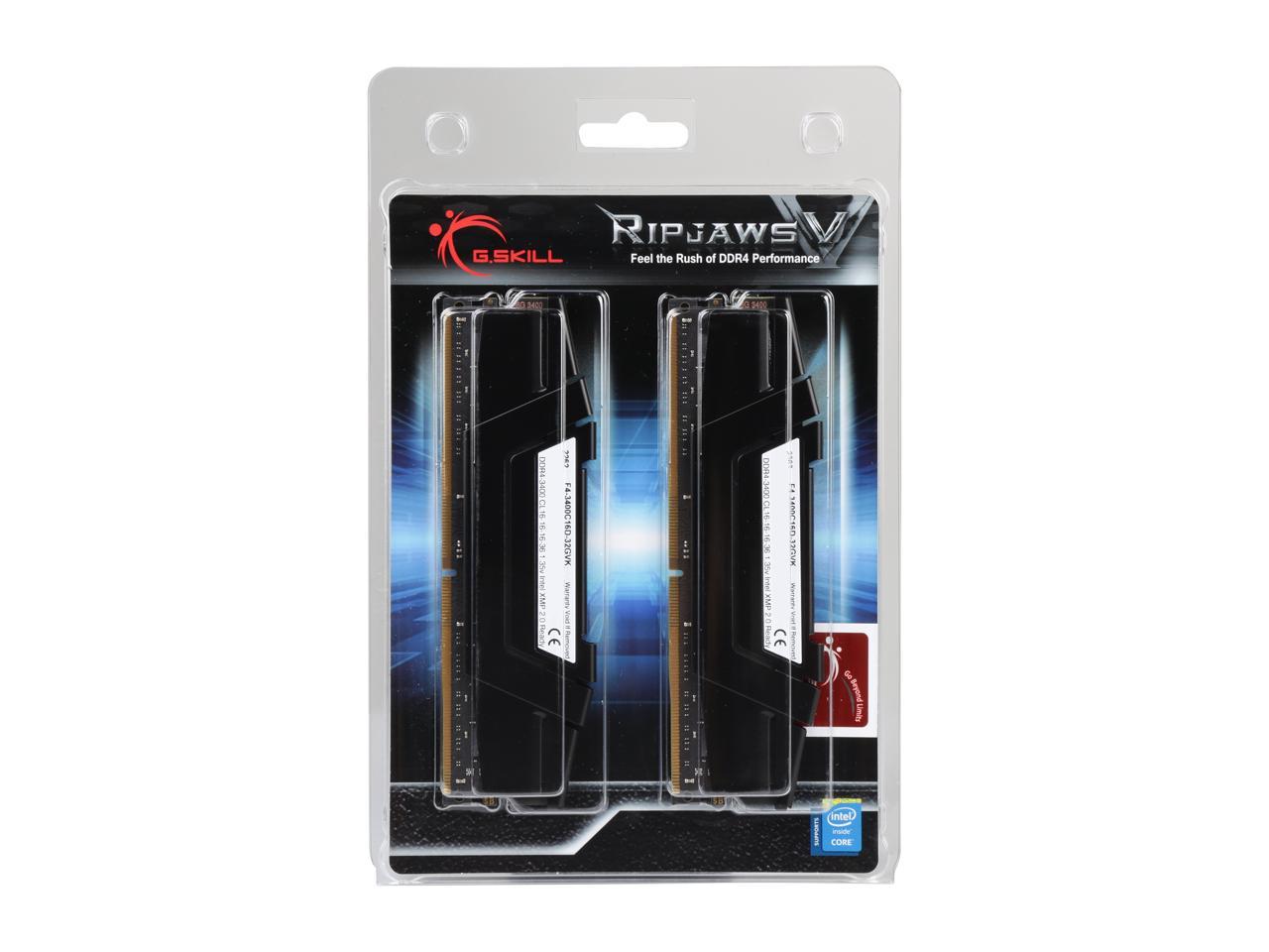 G.SKILL Ripjaws V Series 32GB (2 x 16GB) 288-Pin DDR4 SDRAM DDR4 3400 (PC4 27200) Desktop Memory Model F4-3400C16D-32GVK