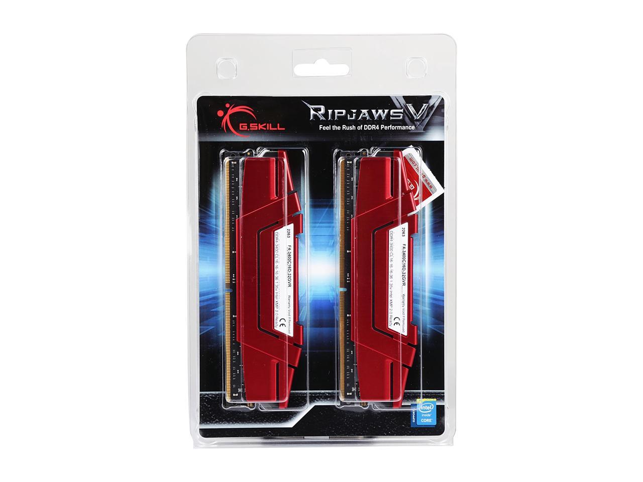 G.SKILL Ripjaws V Series 32GB (2 x 16GB) 288-Pin DDR4 SDRAM DDR4 3400 (PC4 27200) Desktop Memory Model F4-3400C16D-32GVR