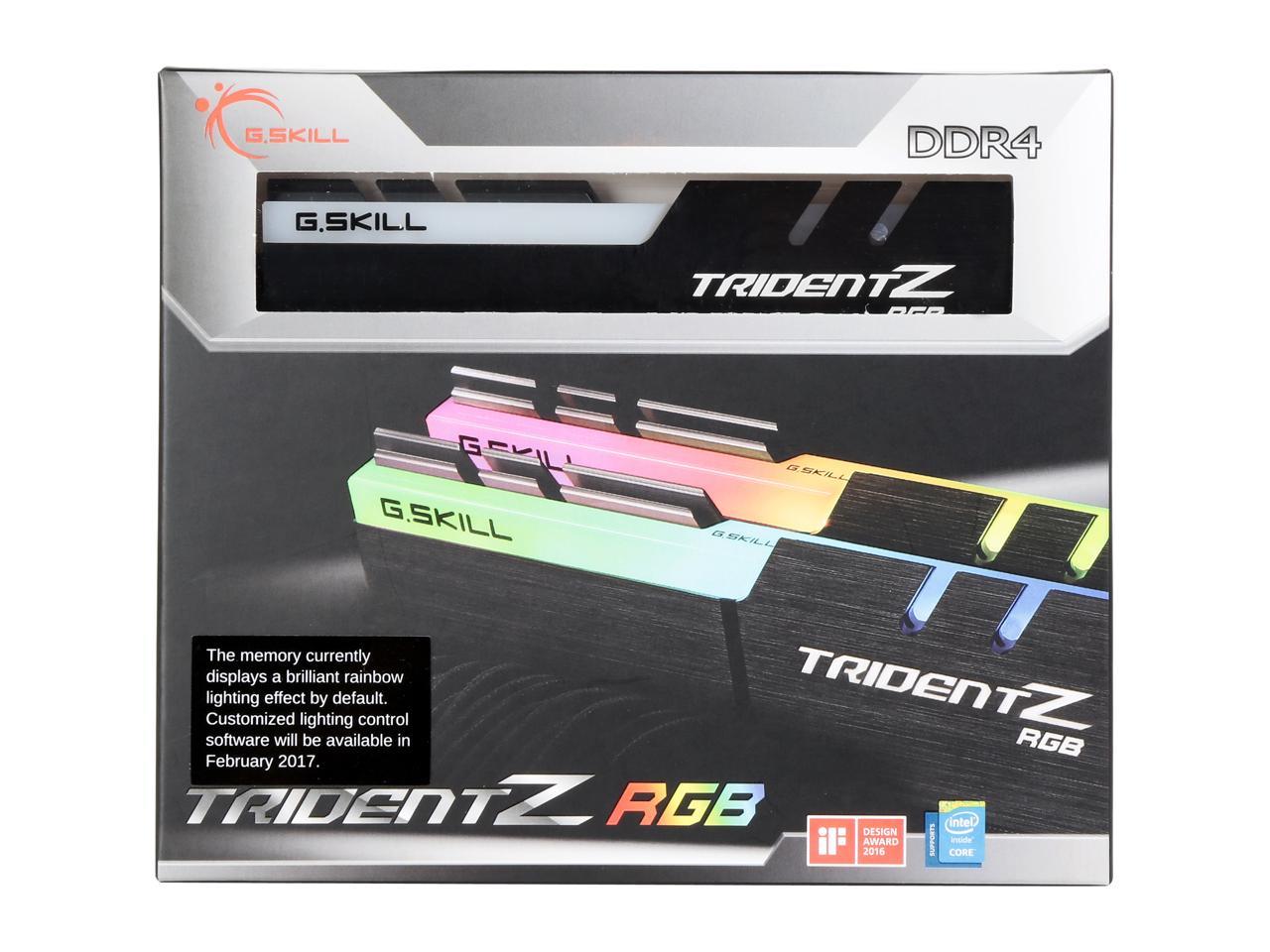G.SKILL TridentZ RGB Series 16GB (2 x 8GB) 288-Pin DDR4 SDRAM DDR4 3200 (PC4 25600) Desktop Memory Model F4-3200C14D-16GTZR