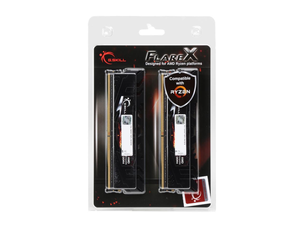 G.SKILL Flare X (for AMD) 16GB (2 x 8GB) 288-Pin DDR4 SDRAM DDR4 2400 (PC4 19200) AMD X370 / B350 / A320 Desktop Memory Model F4-2400C16D-16GFX