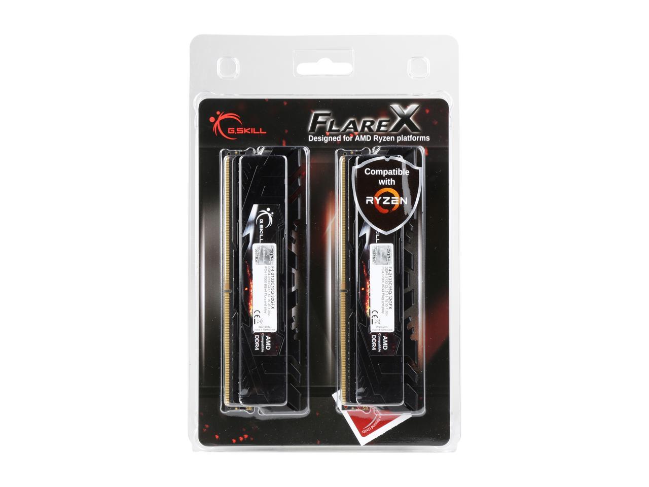 G.SKILL Flare X Series 32GB (4 x 8GB) 288-Pin DDR4 SDRAM DDR4 2133 (PC4 17000) AMD X370 / B350 / A320 Memory (Desktop Memory) Model F4-2133C15Q-32GFX