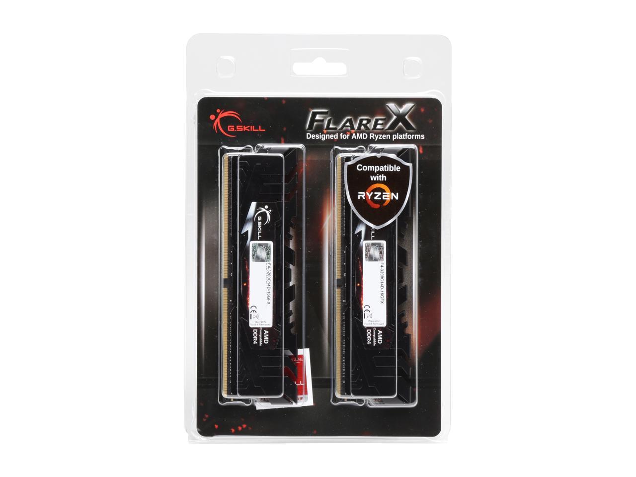 G.SKILL Flare X Series 16GB (2 x 8GB) 288-Pin DDR4 SDRAM DDR4 3200 (PC4 25600) AMD X370 / B350 Memory (Desktop Memory) Model F4-3200C14D-16GFX