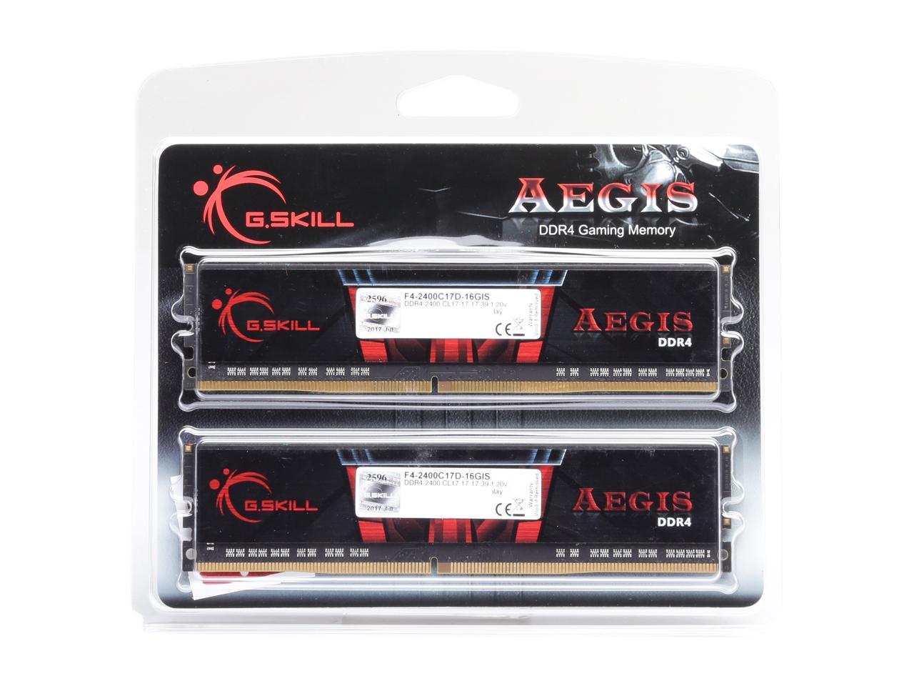 G.SKILL Aegis 16GB (2 x 8GB) 288-Pin DDR4 SDRAM DDR4 2400 (PC4 19200) Intel X299 / Z270 / Z170 / X99 Platform Desktop Memory Model F4-2400C17D-16GIS