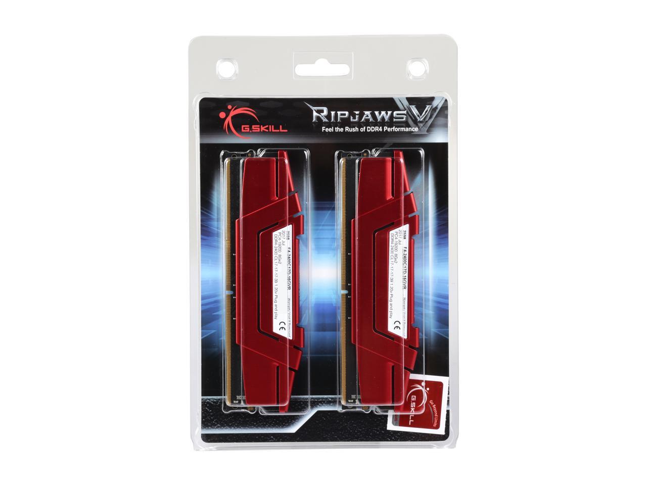 G.SKILL Ripjaws V Series 16GB (2 x 8GB) 288-Pin DDR4 SDRAM DDR4 2400 (PC4 19200) Desktop Memory Model F4-2400C17D-16GVR
