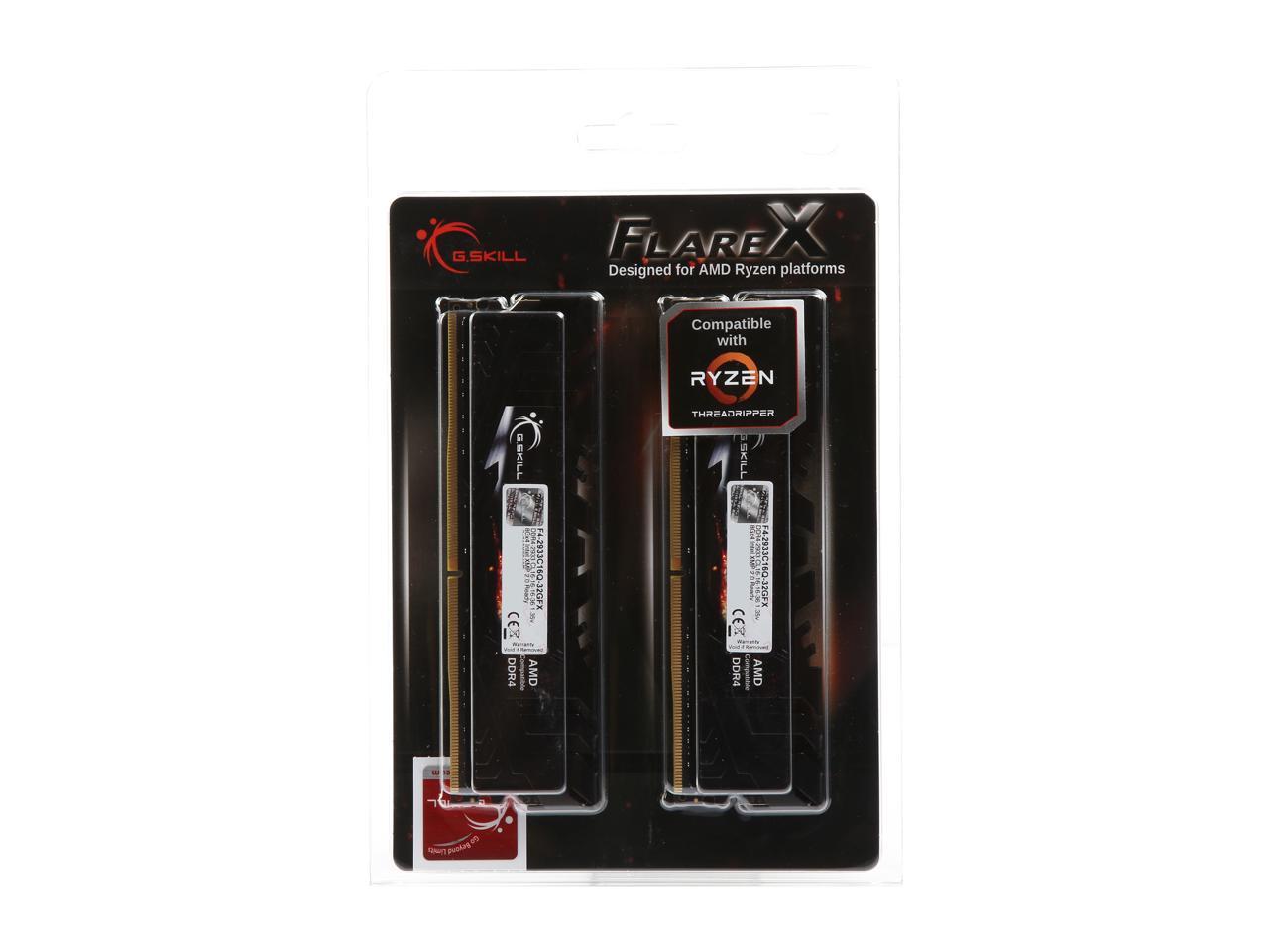 G.SKILL Flare X Series 32GB (4 x 8GB) 288-Pin DDR4 SDRAM DDR4 2933 (PC4 23400) AMD X399 Desktop Memory Model F4-2933C16Q-32GFX