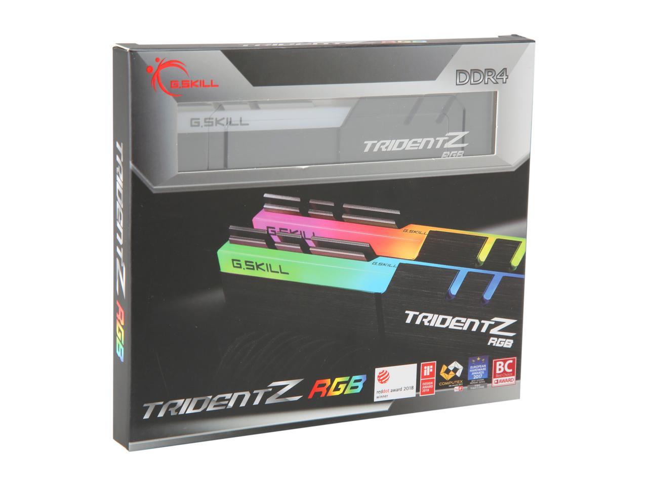 G.SKILL Trident Z RGB (For AMD) 32GB (2 x 16GB) 288-Pin DDR4 SDRAM DDR4 3200 (PC4 25600) Intel XMP 2.0 Desktop Memory Model F4-3200C16D-32GTZRX