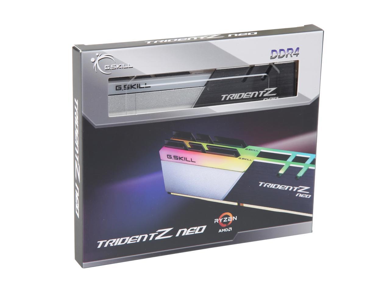 G.SKILL Trident Z Neo (For AMD Ryzen) Series 32GB (2 x 16GB) 288-Pin RGB DDR4 SDRAM DDR4 3200 (PC4 25600) Desktop Memory Model F4-3200C16D-32GTZN