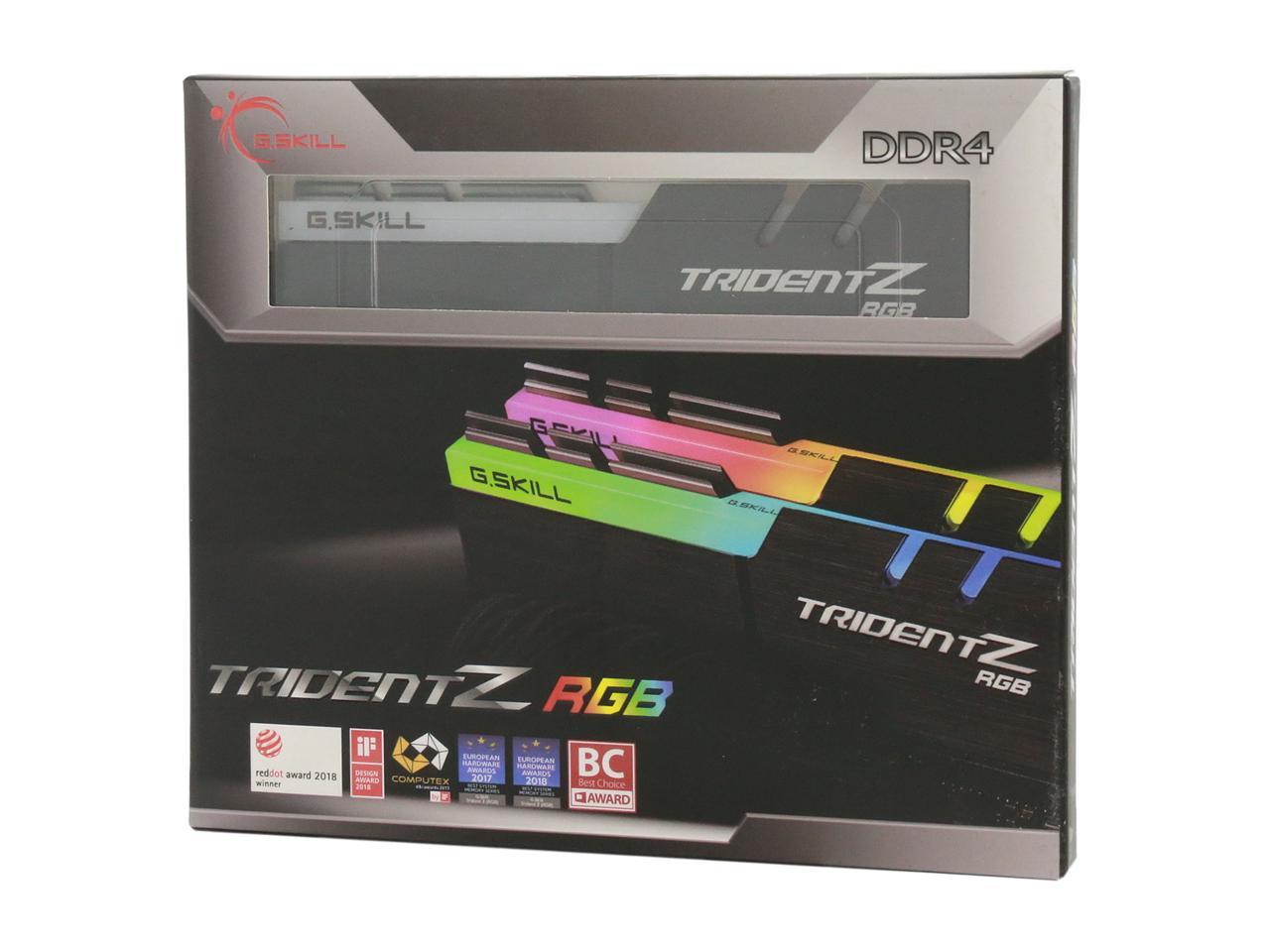 G.SKILL TridentZ RGB Series 16GB (2 x 8GB) 288-Pin DDR4 3600 (PC4 28800) AMD 3000 Compatible Intel XMP 2.0 Desktop Memory Model F4-3600C18D-16GTZR