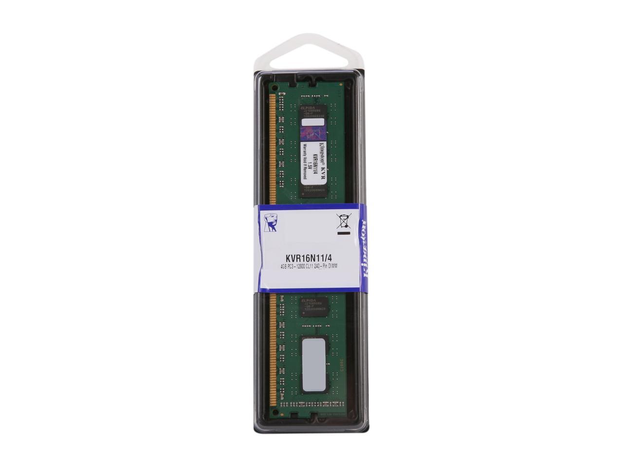 Kingston 4GB 240-Pin DDR3 SDRAM DDR3 1600 Desktop Memory Model KVR16N11/4