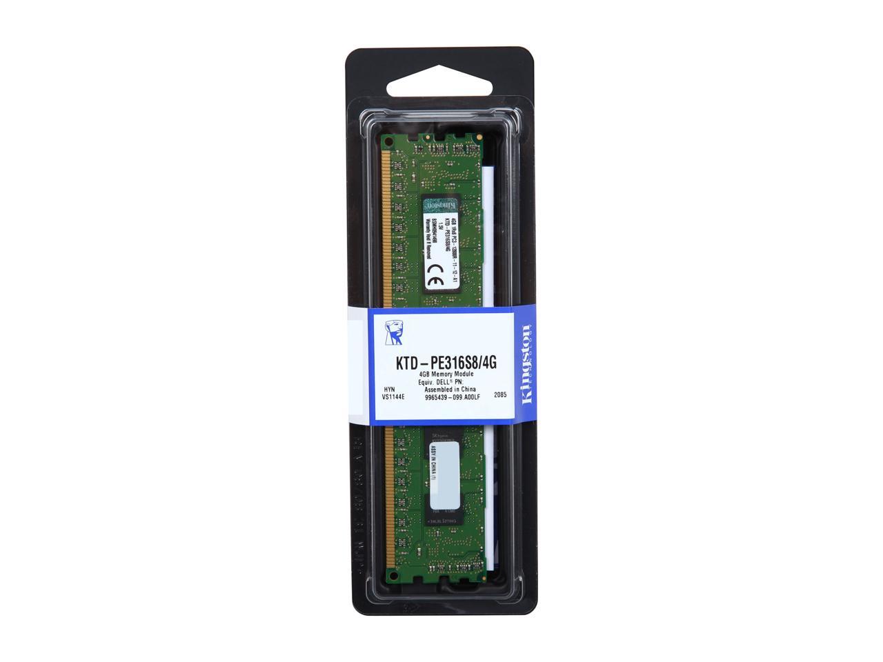 Kingston 4GB 240-Pin DDR3 SDRAM ECC Registered DDR3 1600 (PC3 12800) Single Rank Server Memory Model KTD-PE316S8/4G