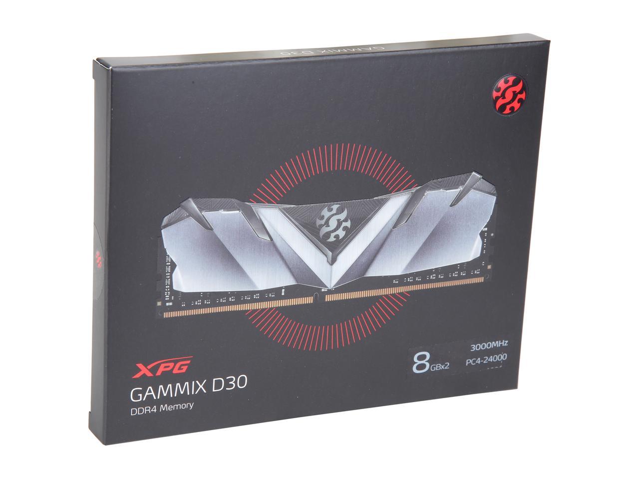 XPG GAMMIX D30 16GB (2 x 8GB) 288-Pin DDR4 SDRAM DDR4 3000 (PC4 24000) Intel XMP 2.0 Desktop Memory Model AX4U300038G16A-DB30