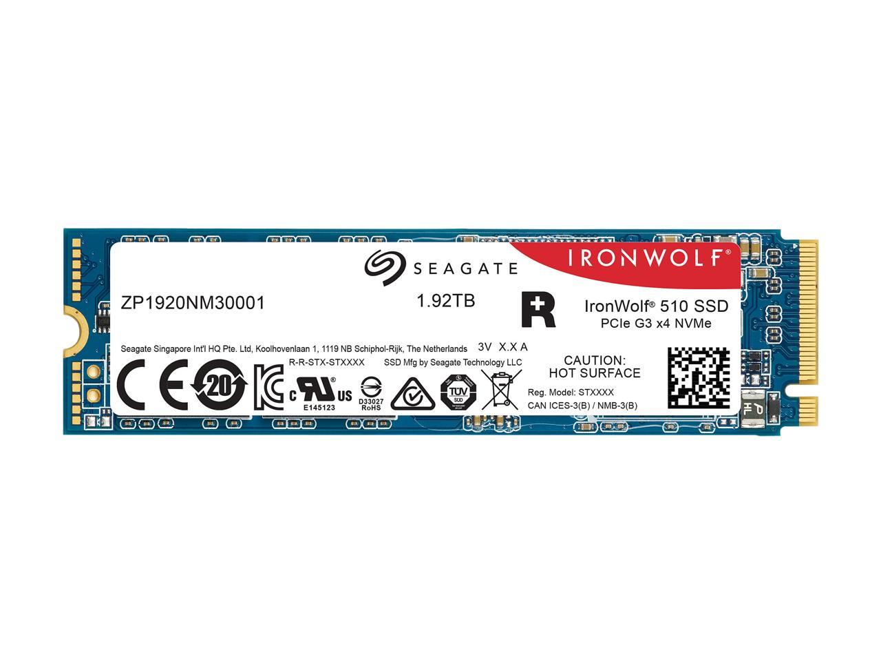 Seagate IronWolf 510 1.92TB NAS SSD Internal Solid State Drive - M.2 PCIe for Multibay RAID System Network Attached Storage, 2 Year Data Recovery (ZP1920NM30011)