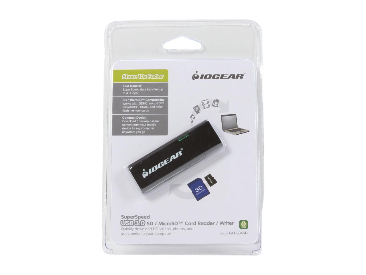 IOGEAR GFR304SD USB 3.0 SuperSpeed SD/ SDHC/ MMC/ SDXC/ MicroSD/ MicroSDXC/ Extreme SD Cards Reader / Writer