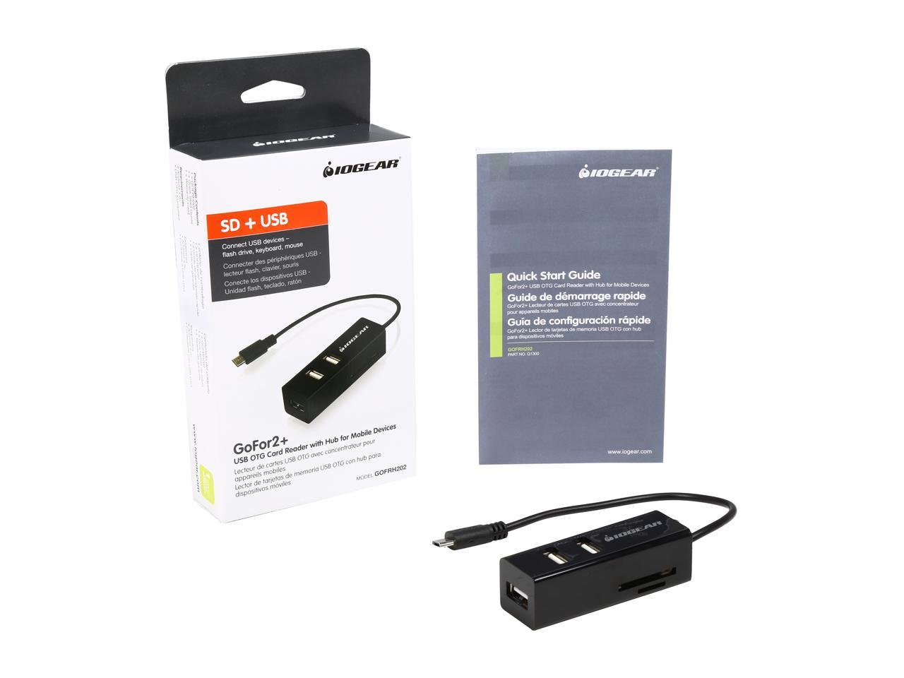 IOGEAR GOFRH202 USB OTG Android Card Reader & Hub