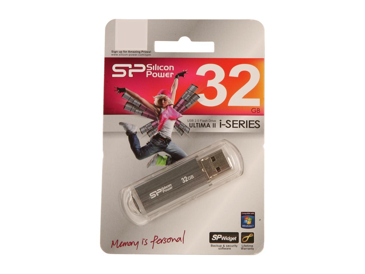 Silicon Power Ultima II-I Series 32GB USB 2.0 Flash Drive Model SP032GBUF2M01V1S