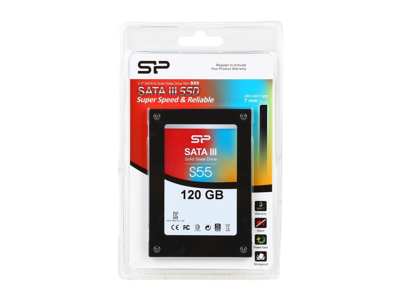 Silicon Power Slim S55 2.5" 120GB SATA III TLC Internal Solid State Drive (SSD) SP120GBSS3S55S25