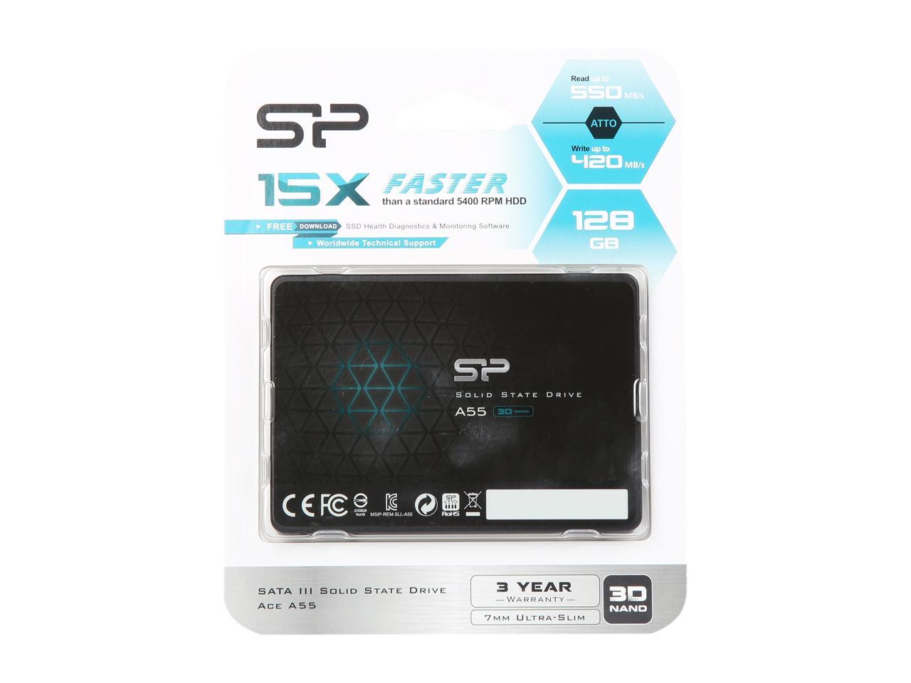 Silicon Power Ace A55 2.5" 128GB SATA III 3D TLC Internal Solid State Drive (SSD) SU128GBSS3A55S25AE