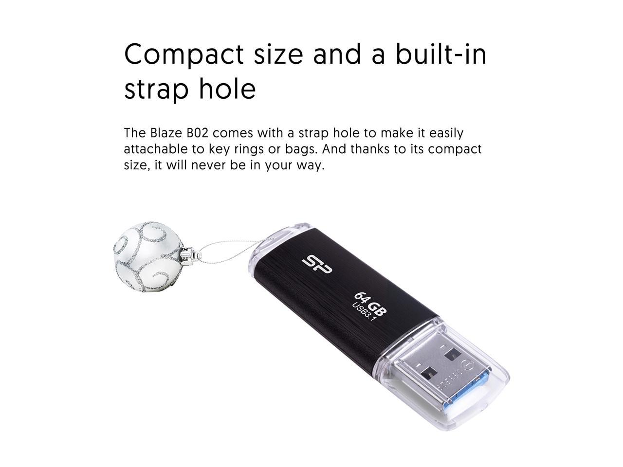 Silicon Power 64GB Blaze B02 USB 3.1 Flash Drive (SP064GBUF3B02V1K)