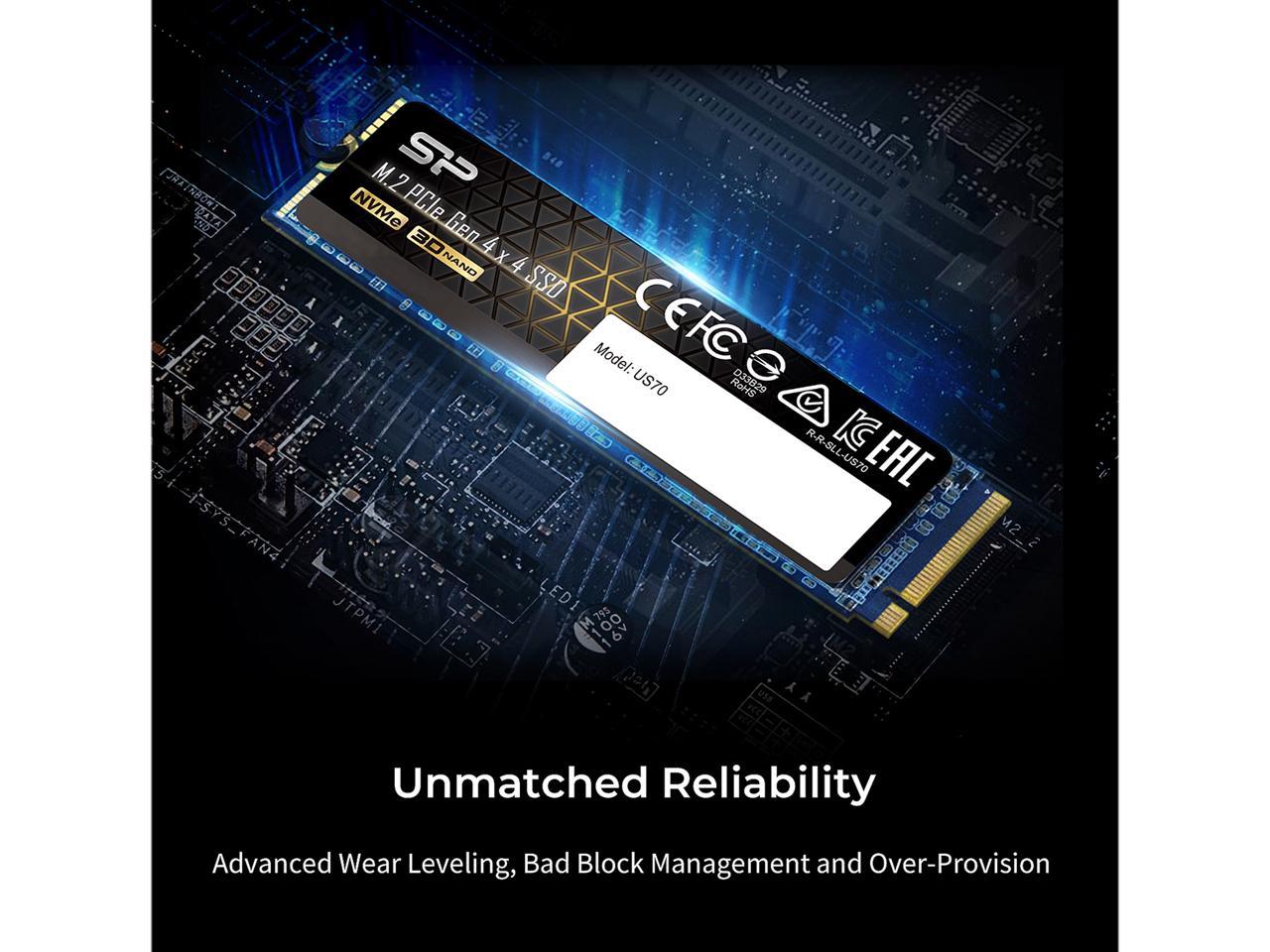 Silicon Power US70 M.2 2280 2TB PCI-Express 4.0 x4, NVMe 1.3 3D NAND Internal Solid State Drive (SSD) SP02KGBP44US7005