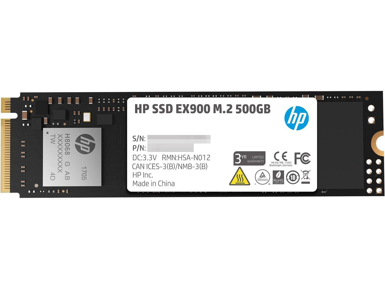 HP EX900 M.2 500GB PCIe 3.0 x4 NVMe 3D TLC NAND Internal Solid State Drive (SSD) 2YY44AA#ABC