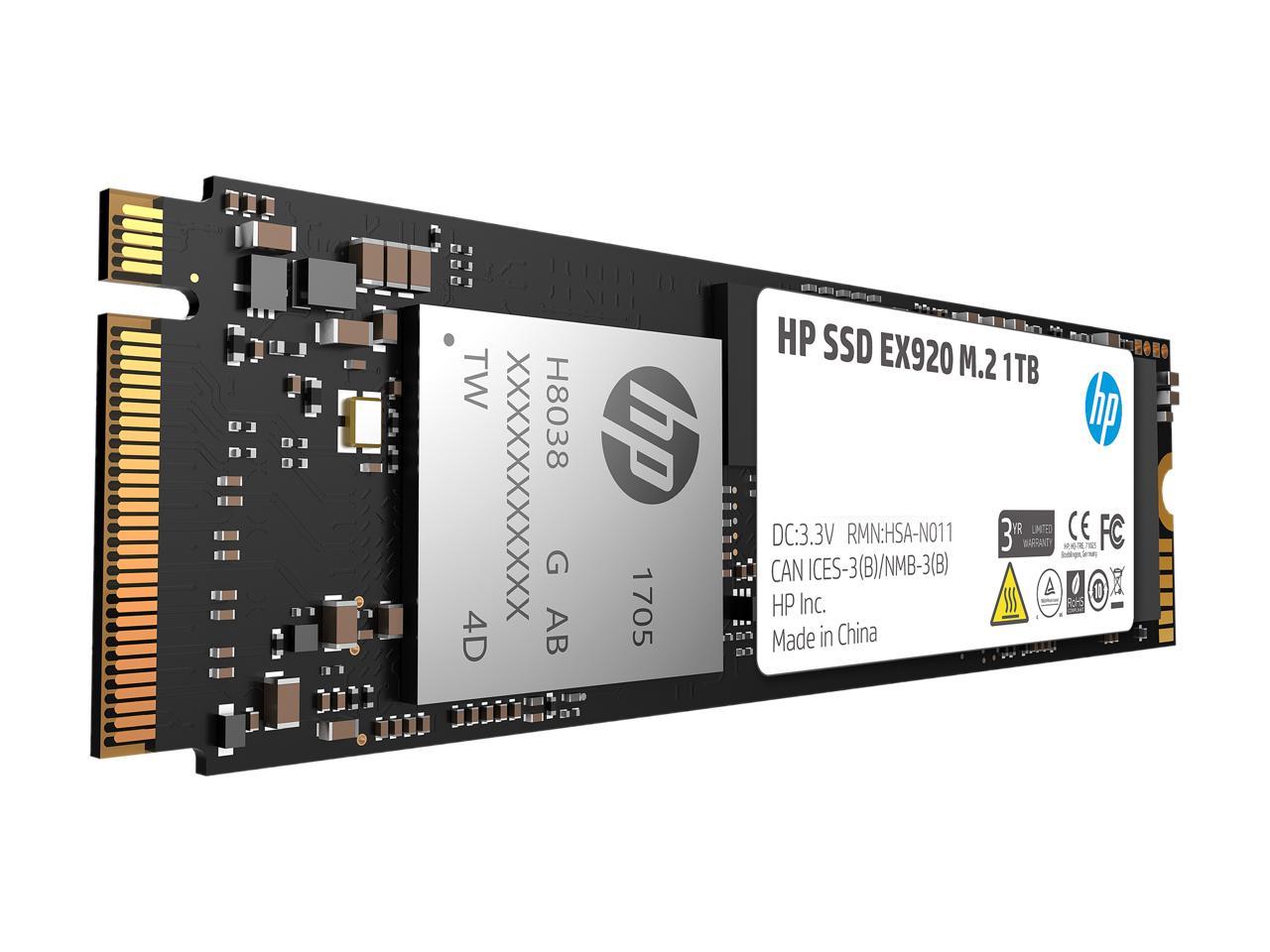 HP EX920 M.2 1TB PCIe 3.0 x4 NVMe 3D TLC NAND Internal Solid State Drive (SSD) 2YY47AA#ABC