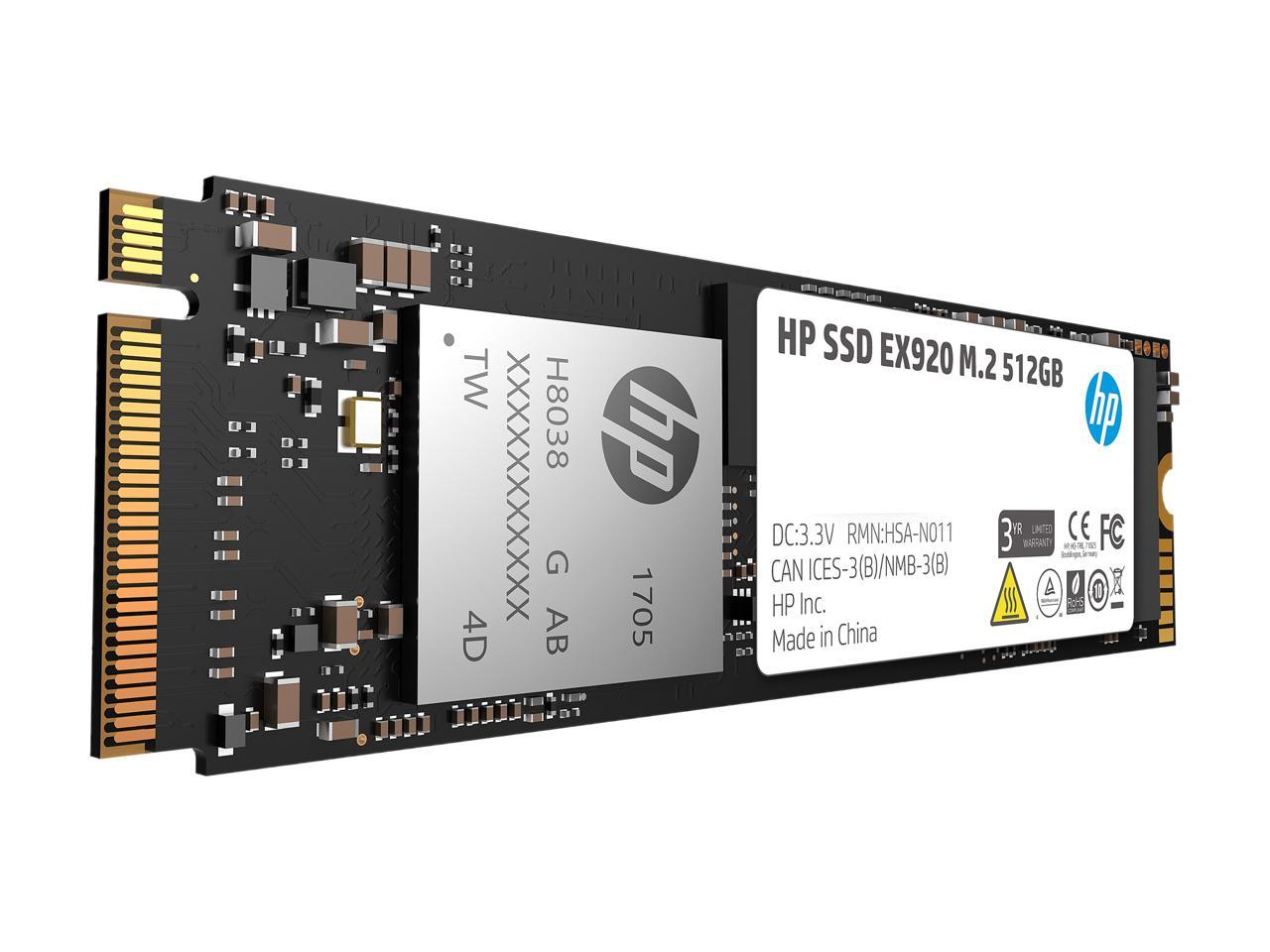 HP EX920 M.2 512GB PCIe 3.0 x4 NVMe 3D TLC NAND Internal Solid State Drive (SSD) 2YY46AA#ABC