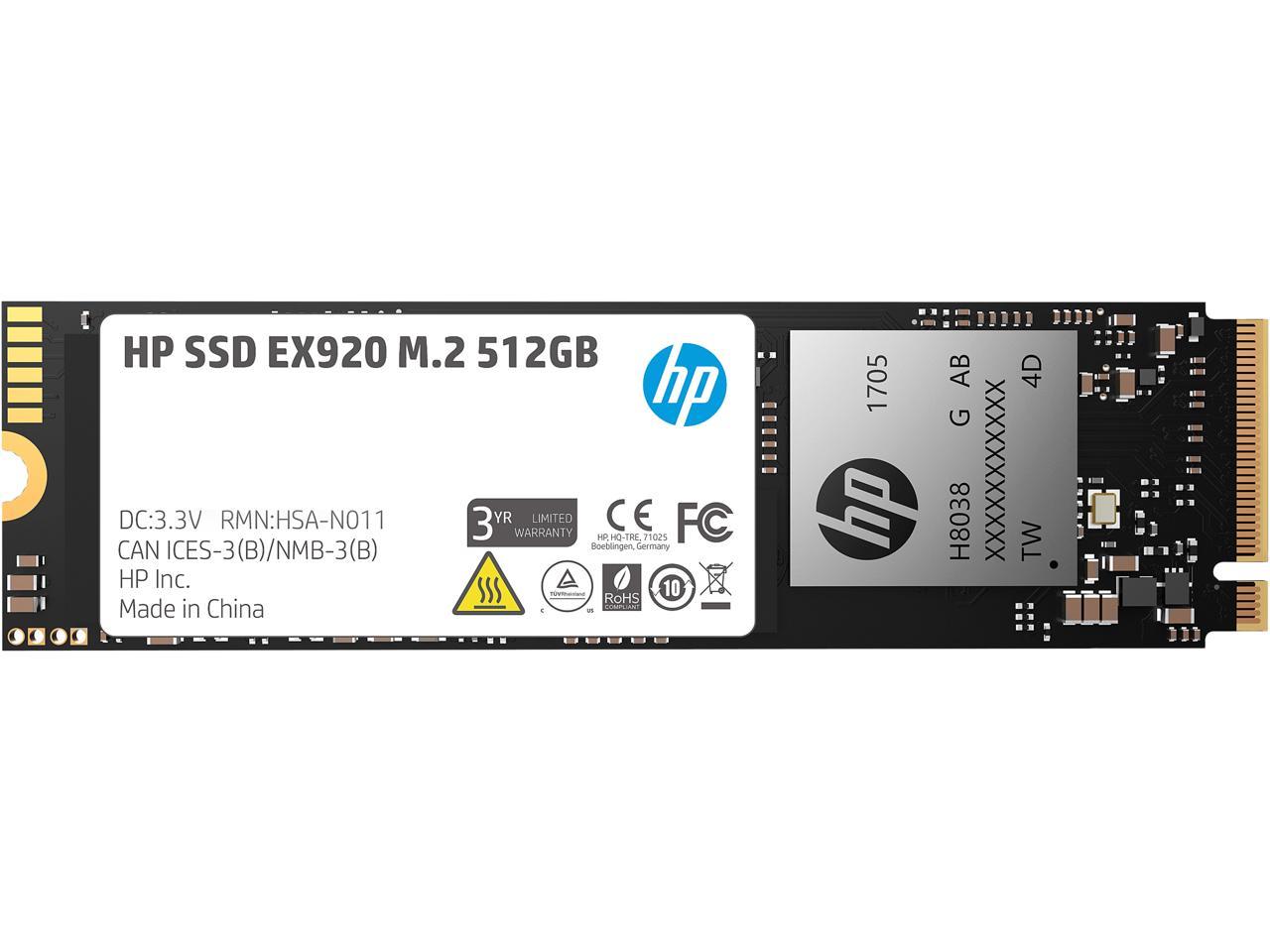 HP EX920 M.2 512GB PCIe 3.0 x4 NVMe 3D TLC NAND Internal Solid State Drive (SSD) 2YY46AA#ABC
