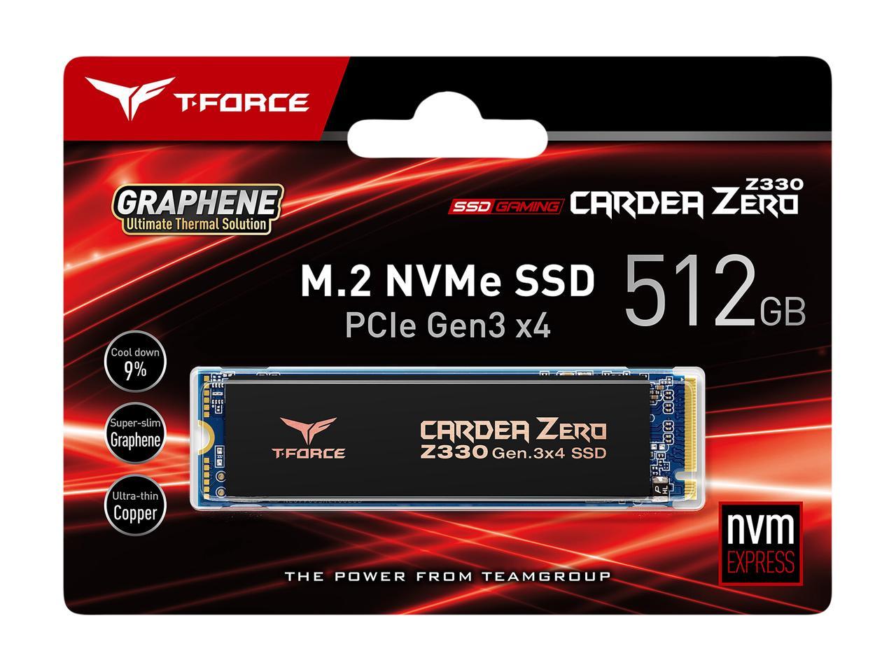 Team T-FORCE CARDEA ZERO Z330 M.2 2280 512GB PCIe Gen3 x4 with NVMe 1.3 Internal Solid State Drive (SSD) TM8FP8512G0C311