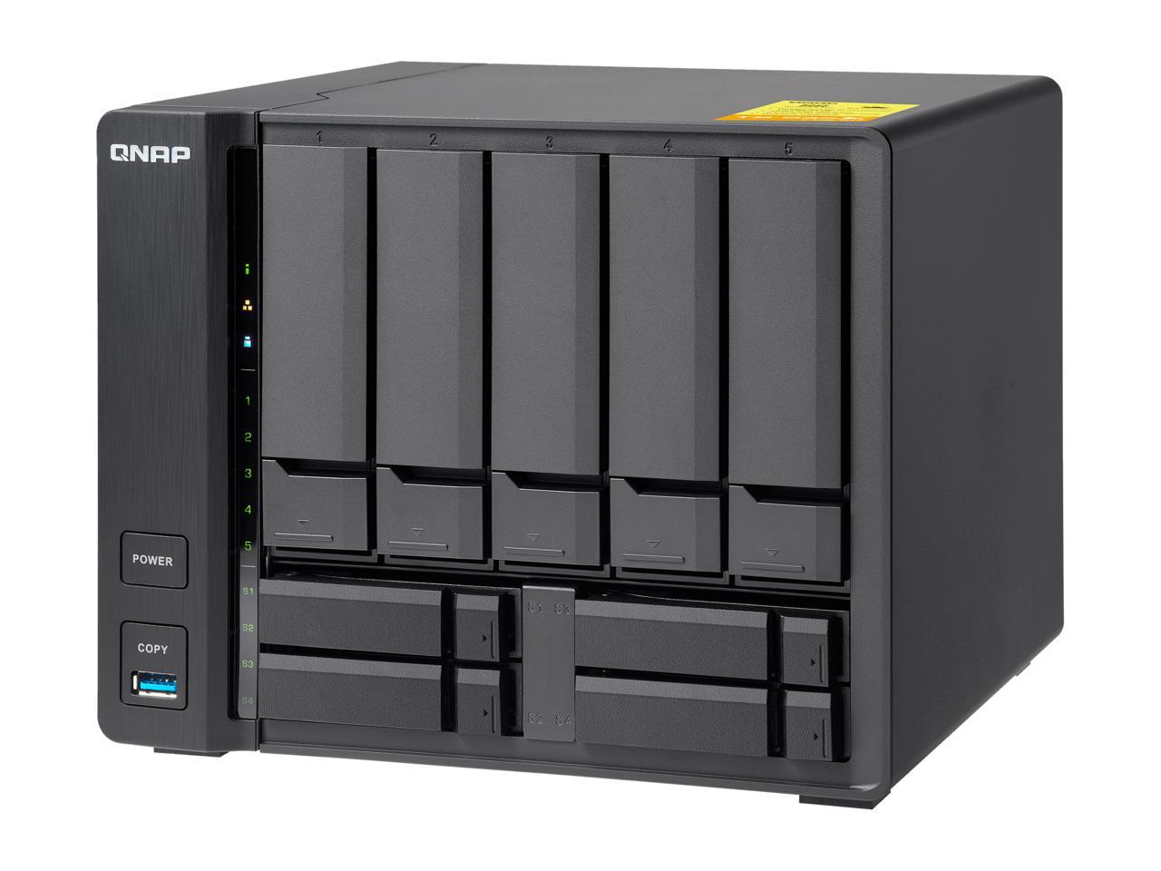 QNAP TS-932X-2G-US 5 (+4) Bay 64-bit NAS with Hardware Encryption, Quad Core 1.7 GHz, 2GB RAM, 2 x 10 GbE (SFP+), 2 x 1 GbE