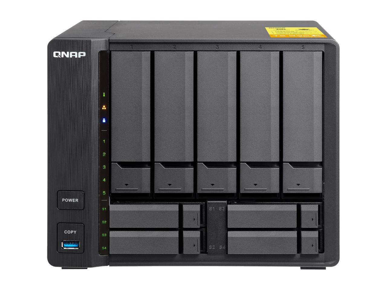 QNAP TS-932X-2G-US 5 (+4) Bay 64-bit NAS with Hardware Encryption, Quad Core 1.7 GHz, 2GB RAM, 2 x 10 GbE (SFP+), 2 x 1 GbE