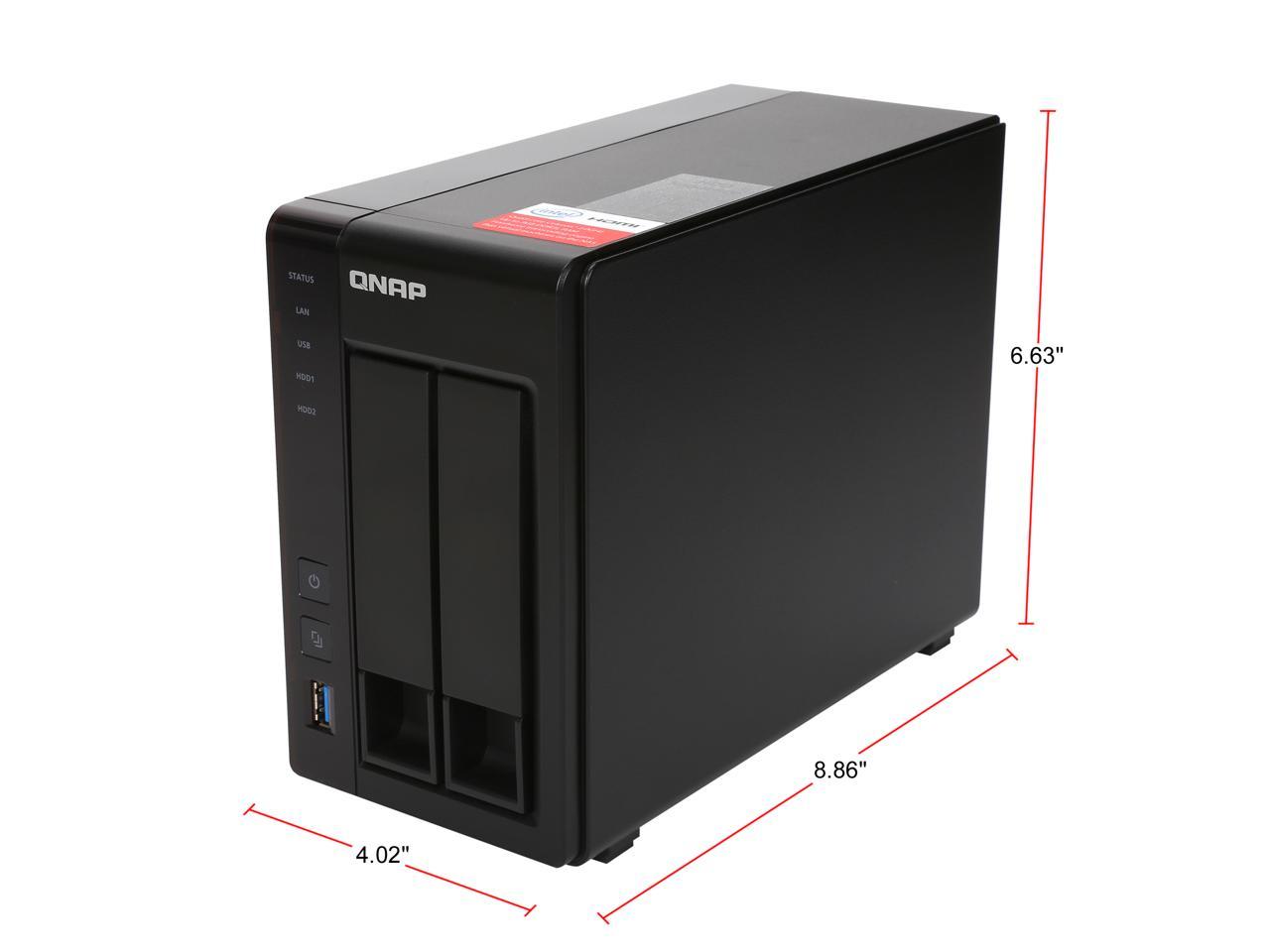 QNAP TS-251+-8G-US 2-Bay Personal Cloud NAS with HDMI output. DLNA, AirPlay and PLEX Support Black Case, Remote Control included